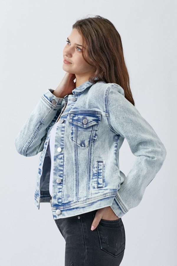 Acid Loght Button Up Washed Denim Jacket Fashion - Image 3