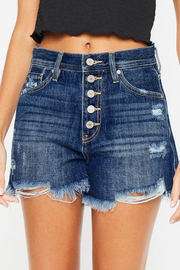 Kancan Raw Hem Button-Fly Denim Shorts on Sale - Image 5
