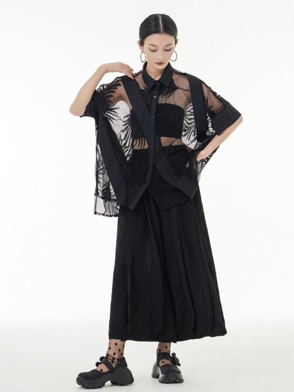 Hayato Sheer Leaf Blouse Black Online Sale - Image 5