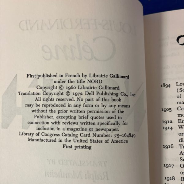 north book, by louis-ferdinand céline, 1960 Hardcover on Sale - Image 3