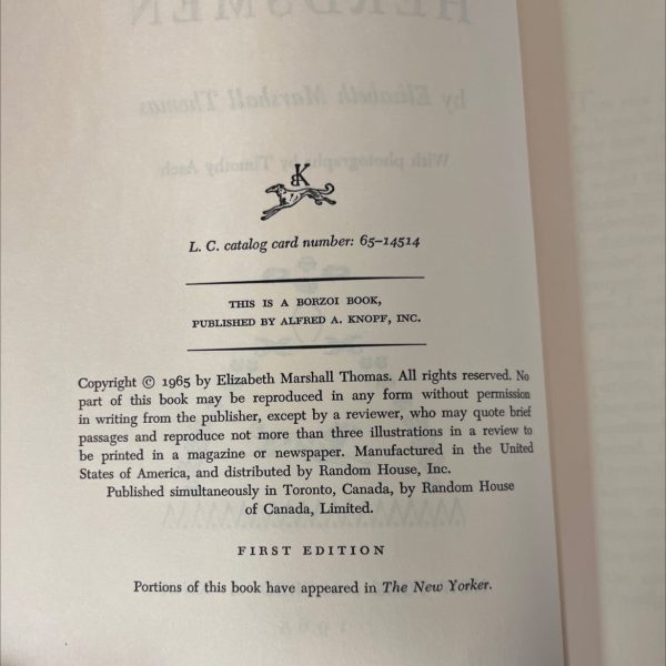 diaw warrior herdsmen book, by Elizabeth Marshall Thomas, 1965 Hardcover, First Edition Fashion - Image 3