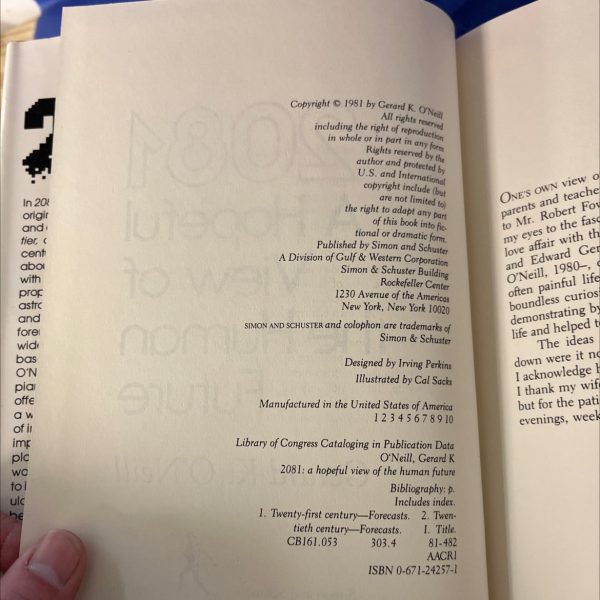 2081: a hopeful view of the human future book, by Gerard K. O Neill, 1981 Hardcover Hot on Sale - Image 3