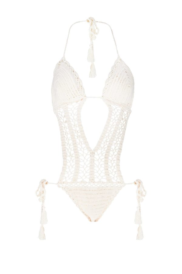 La Turquesa Ecru Hand-Crocheted Playsuits Fashion - Image 4
