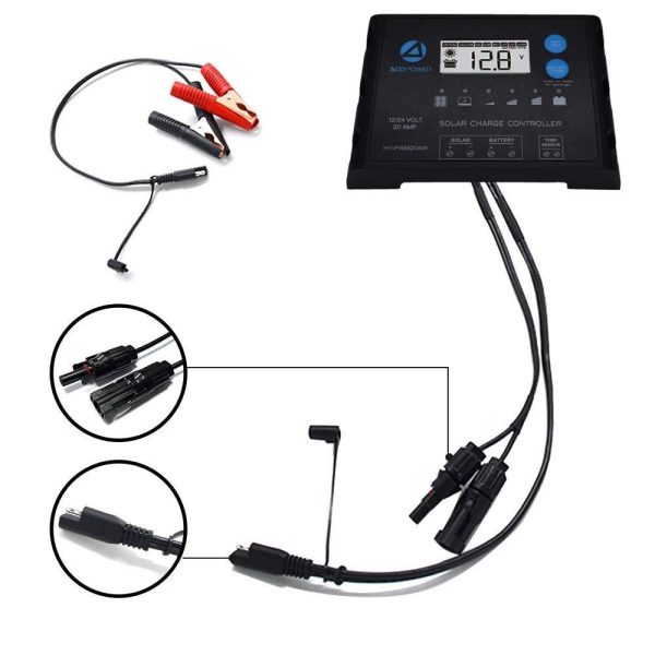20A ProteusX WP PWM Solar Charge Controller with Alligator Clips MC4 Connectors on Sale - Image 3